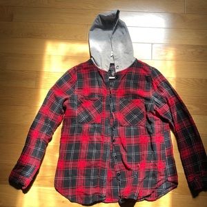Flannel Hoodie Top